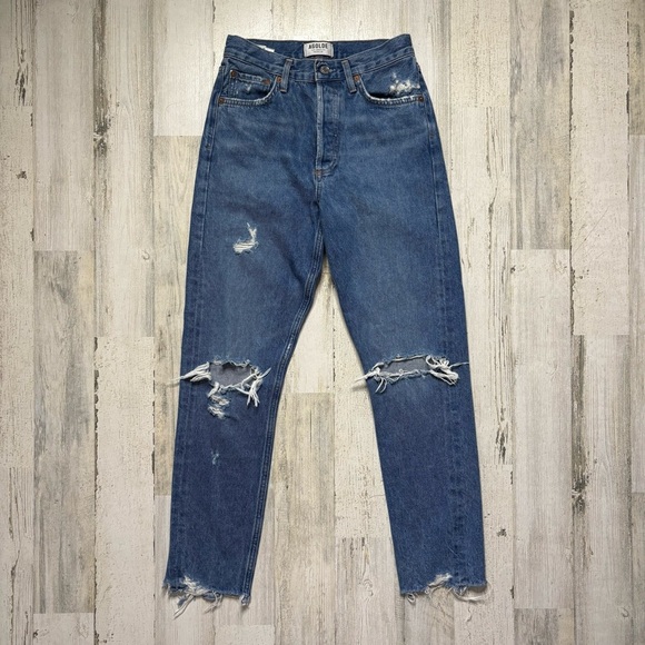 Agolde x Revolve Jamie Feel Good Distressed Straight Leg Jeans Size 25 - Picture 2 of 6